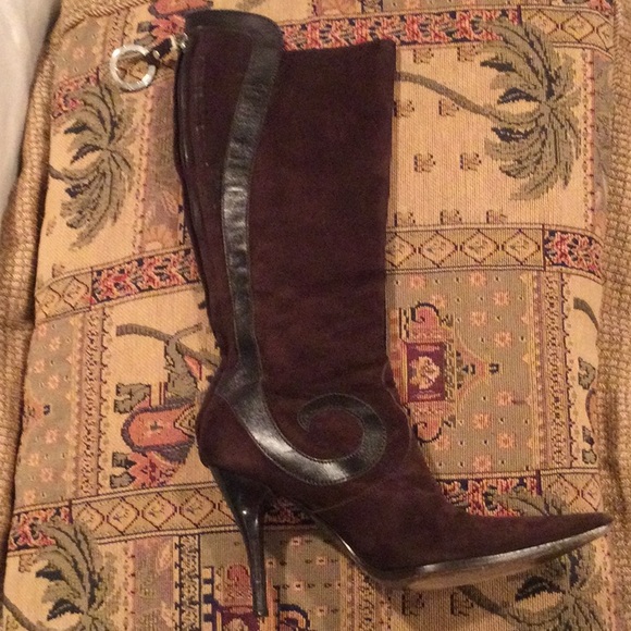 Brown  vintage high heel boots suede 37 - Picture 10 of 14